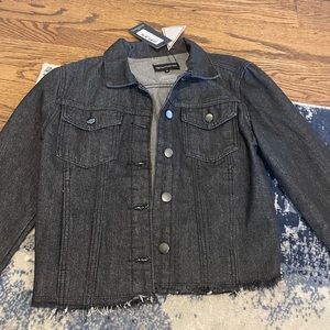 PrettyLittleThing Black Raw Edge Jean Jacket
